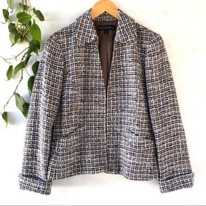 Lafayette 148 tan and blue boucle blazer size 6P